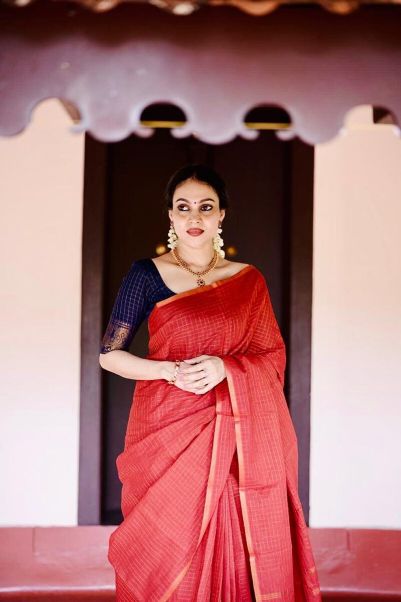 Sungudi Red Saree