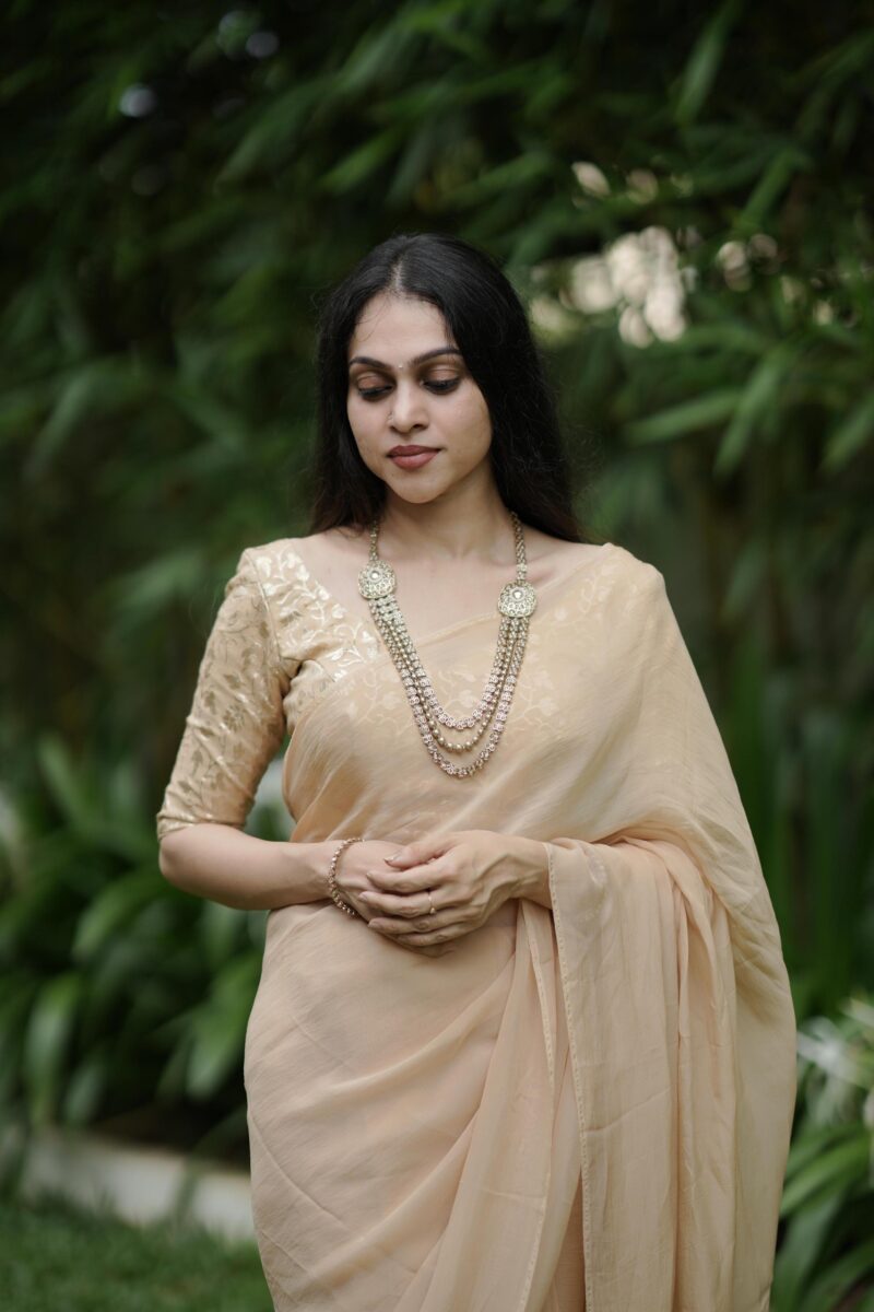 Viscose Organza Beige Saree