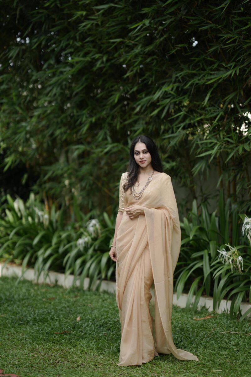 Viscose Organza Beige Saree