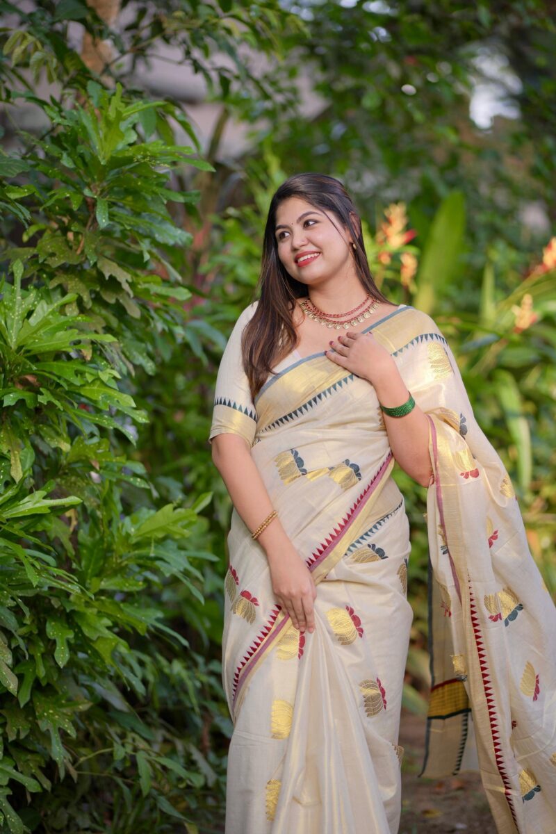 Tissue Lotus Saree