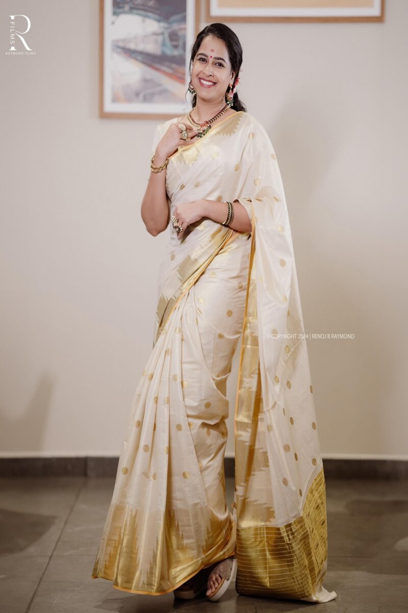 Tissue Temple Border Saree