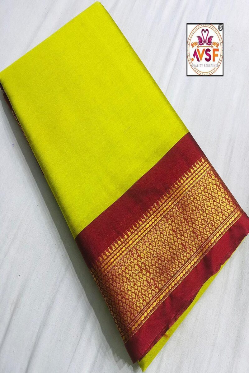 Paithani Semi Silk Yellow Dhavani Set