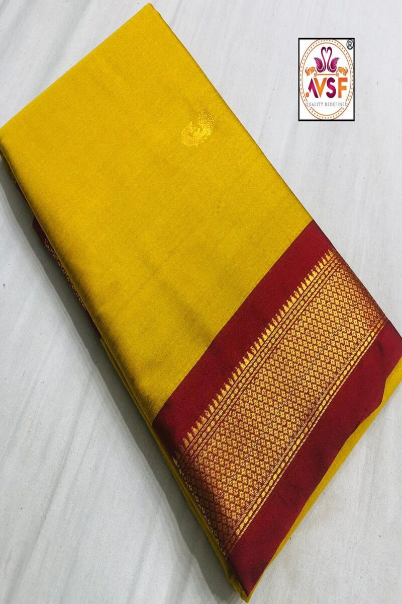 Paithani Semi Silk Yellow Dhavani Set