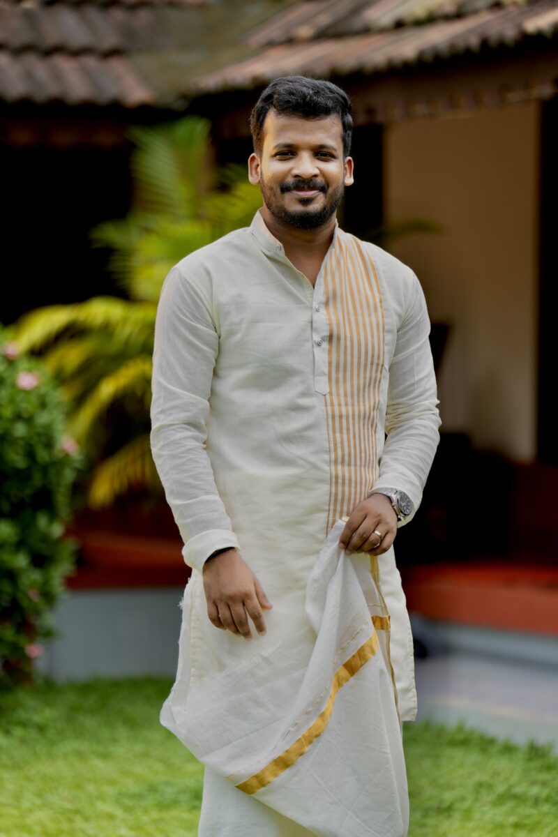 Cotton Kasavu Striped Men’s Kurta
