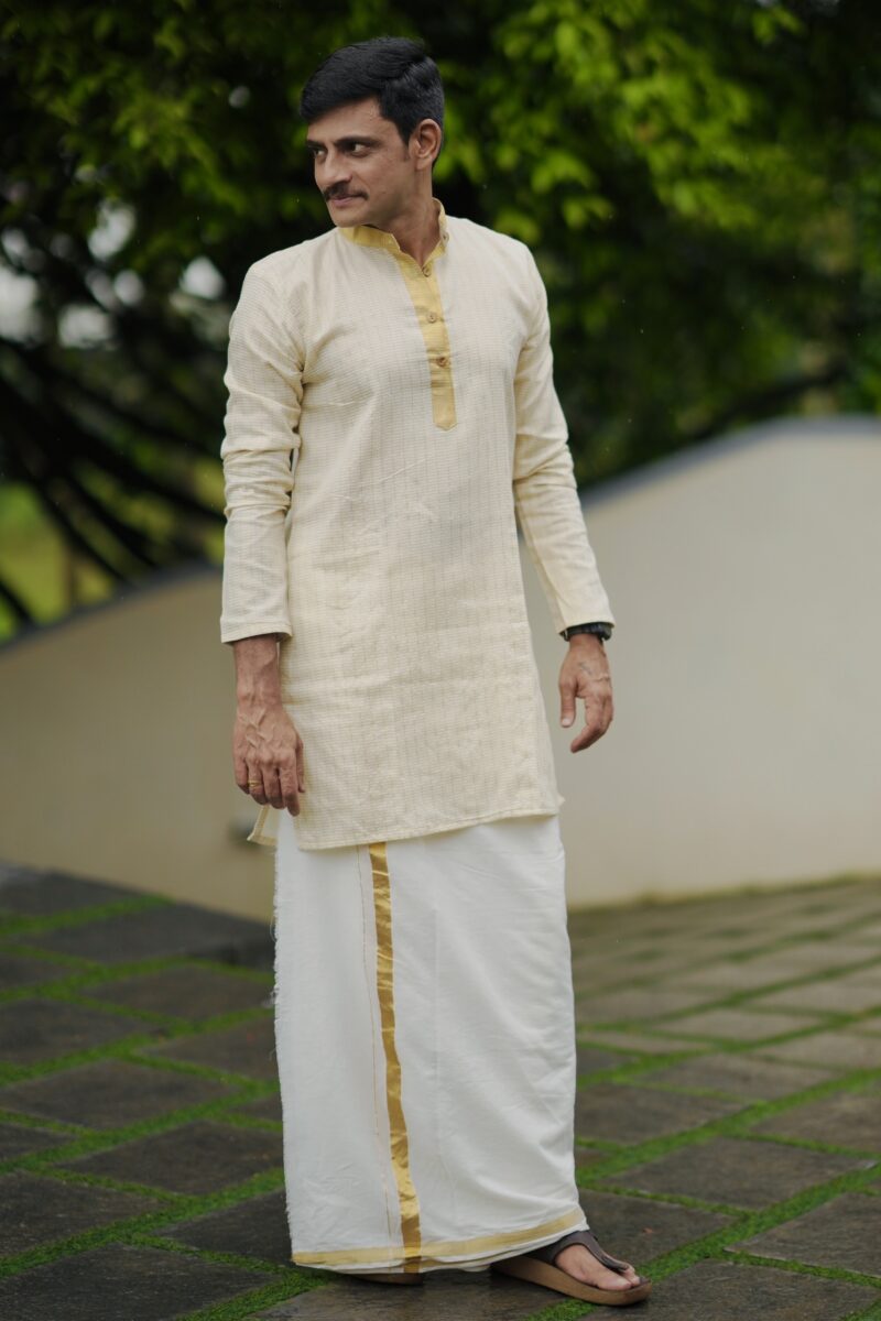 Cotton Kasavu Striped Kurta