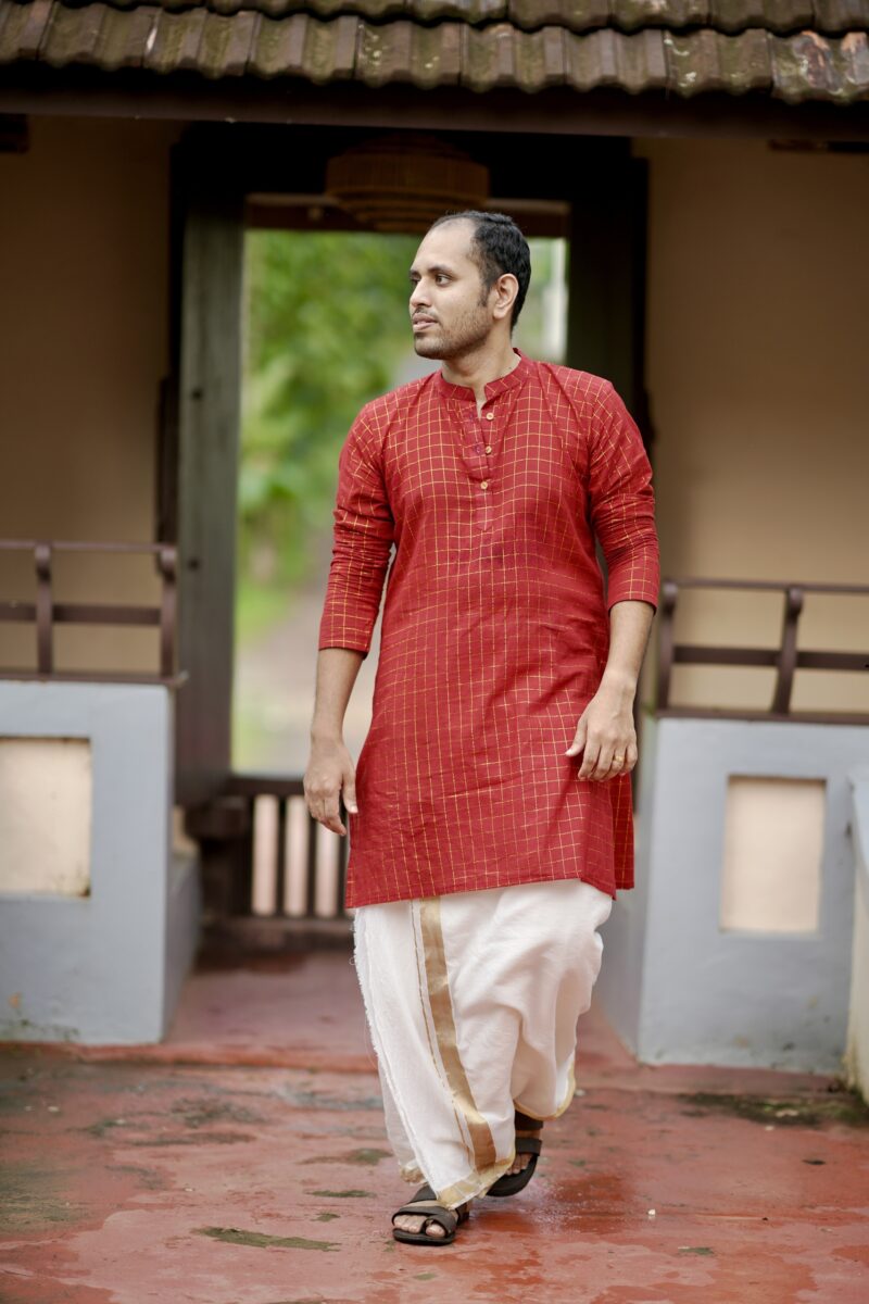 Cotton lurex check Kurta