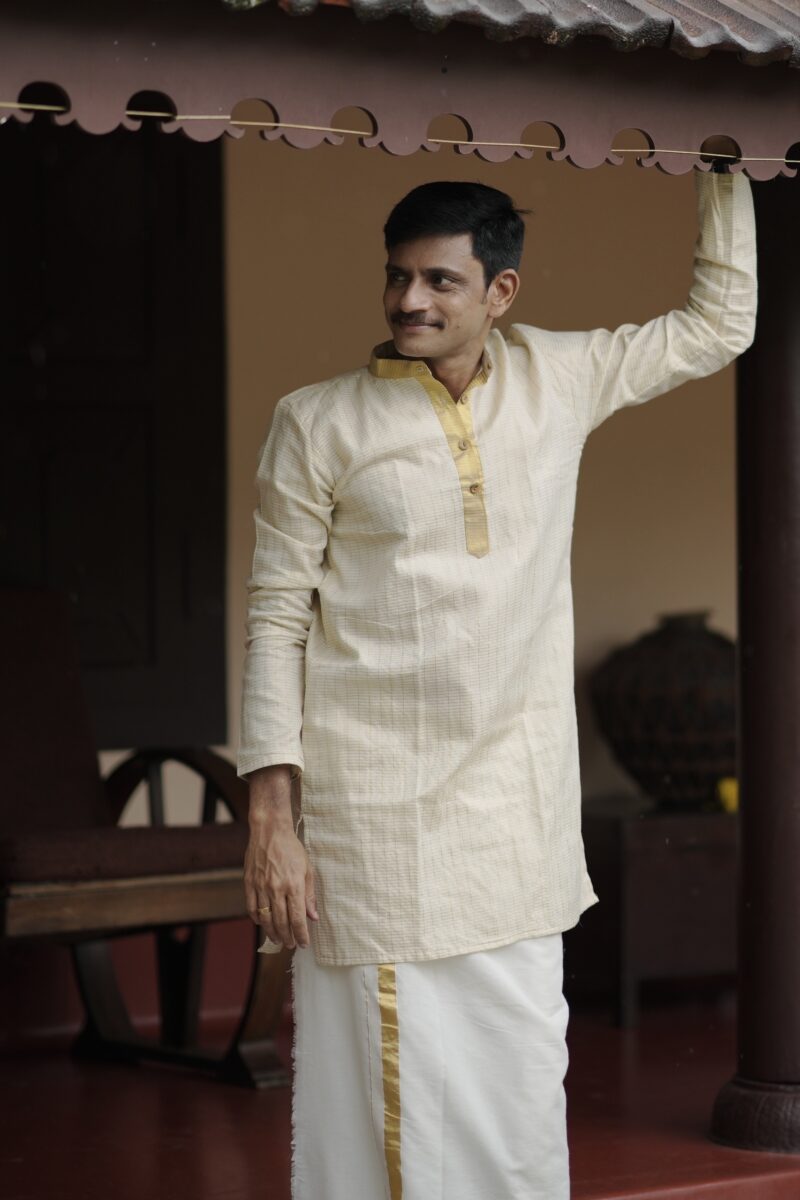 Cotton Kasavu Striped Kurta