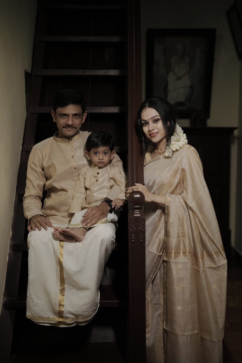 Maheshwari soft tissue silk saree and Men’s tissue silk Kurta