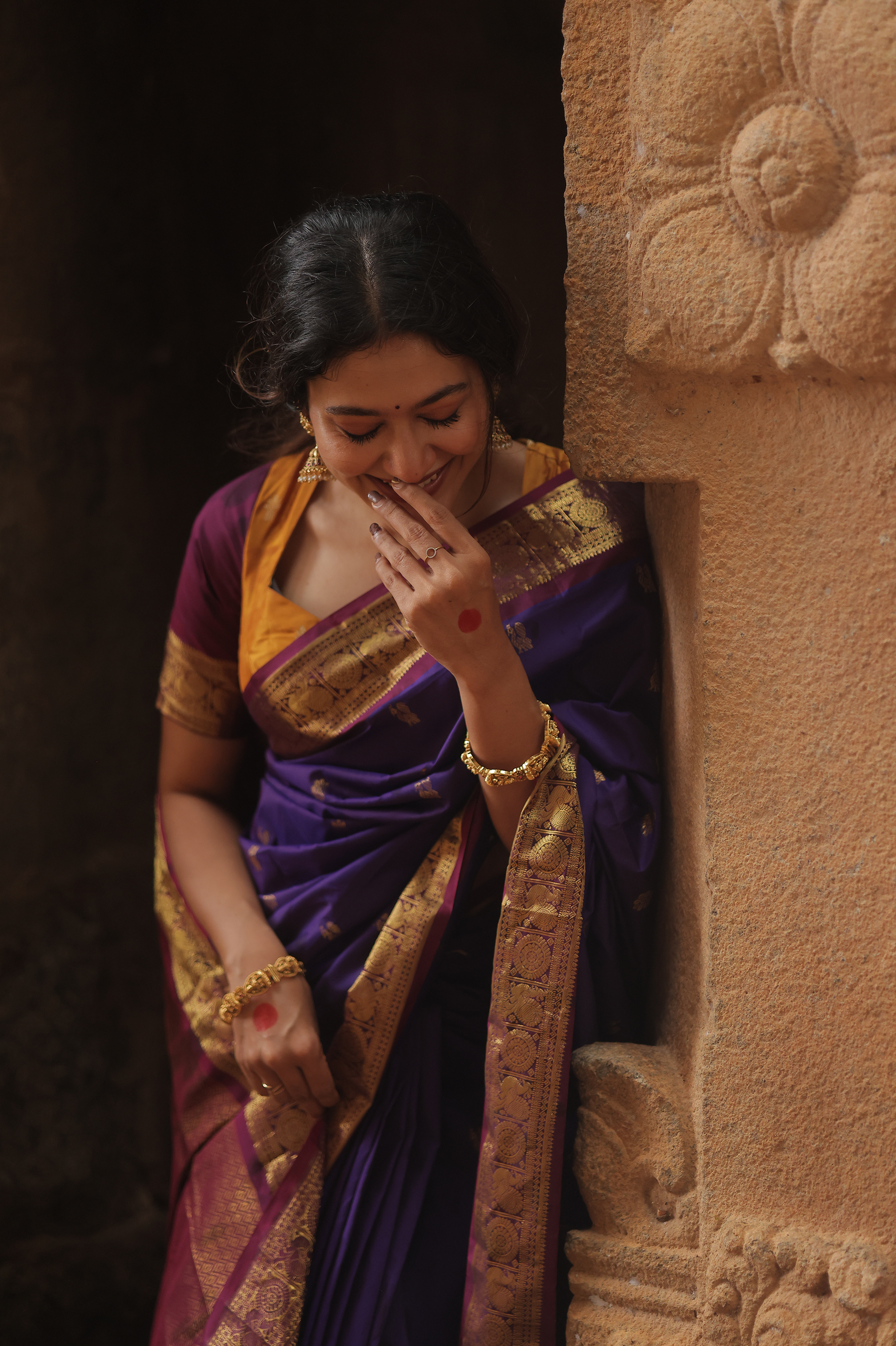 Dark Purple Kanchipuram Silk Saree