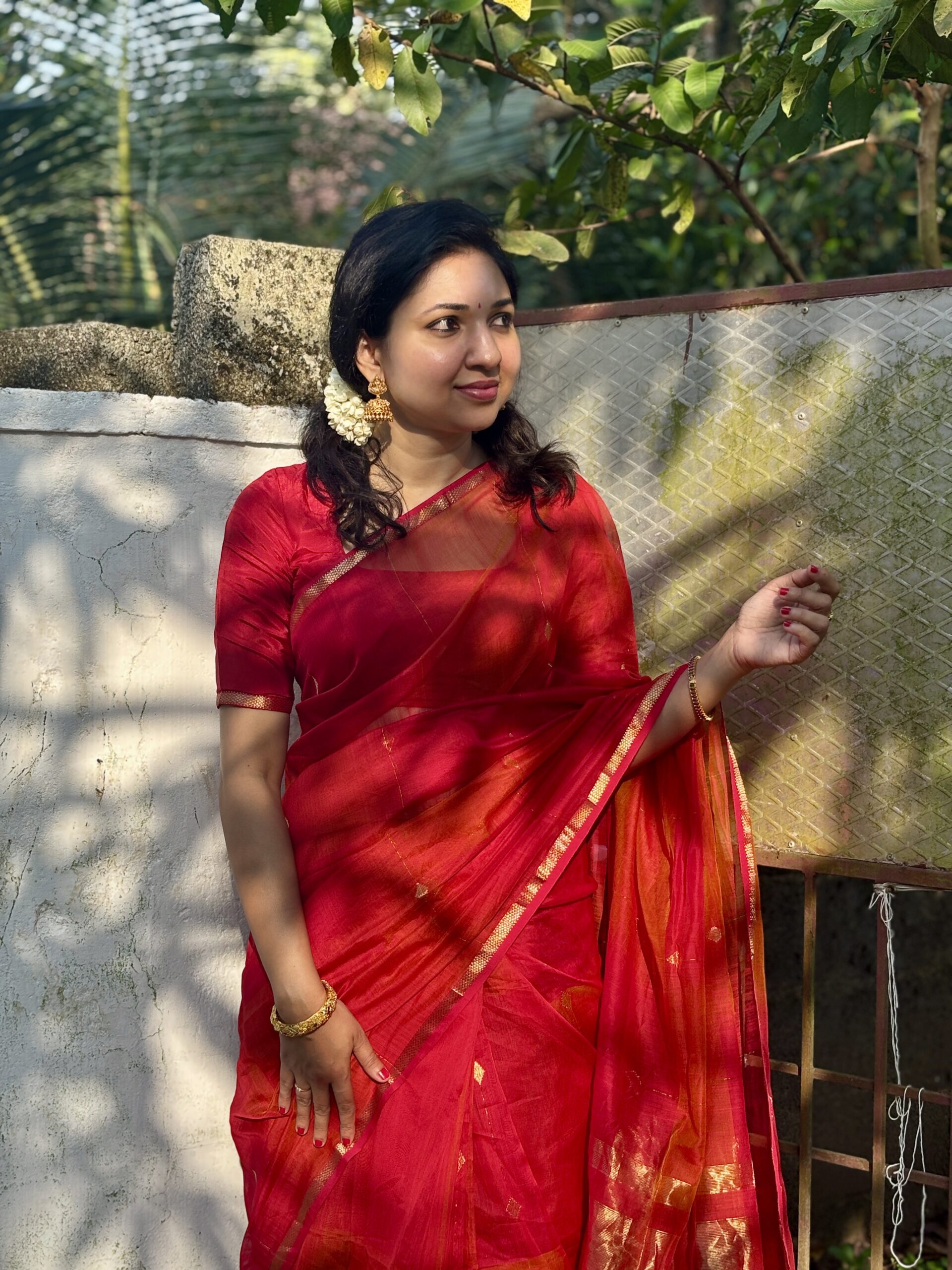 Maheshwari - Orange & Red