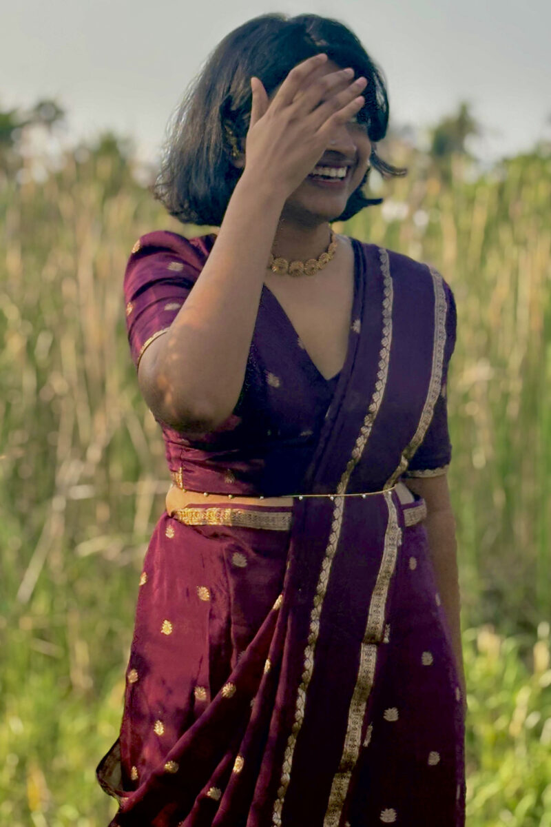 Purple - Viscose chinnon saree