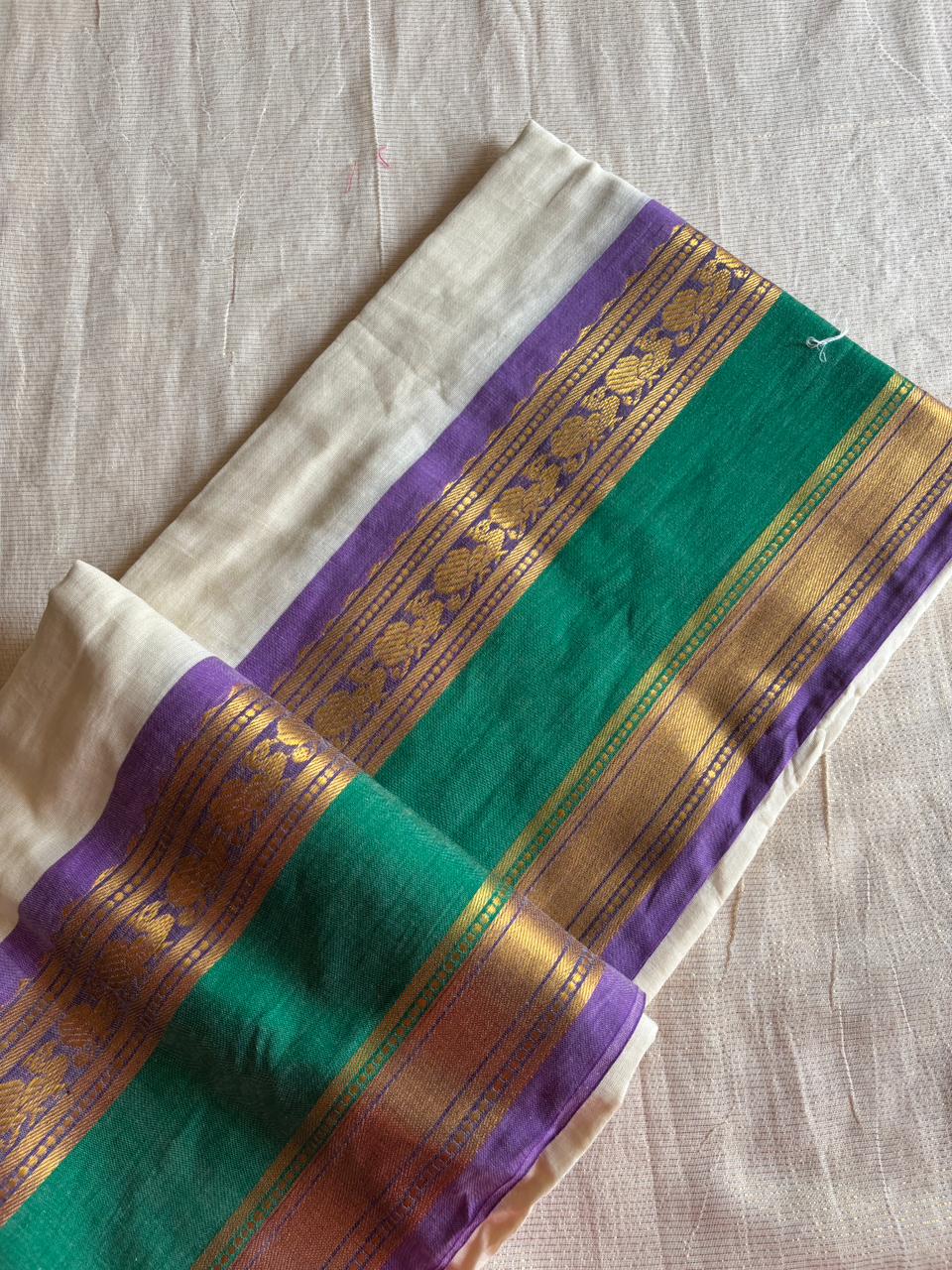 Mul Cotton - Green & Lavender