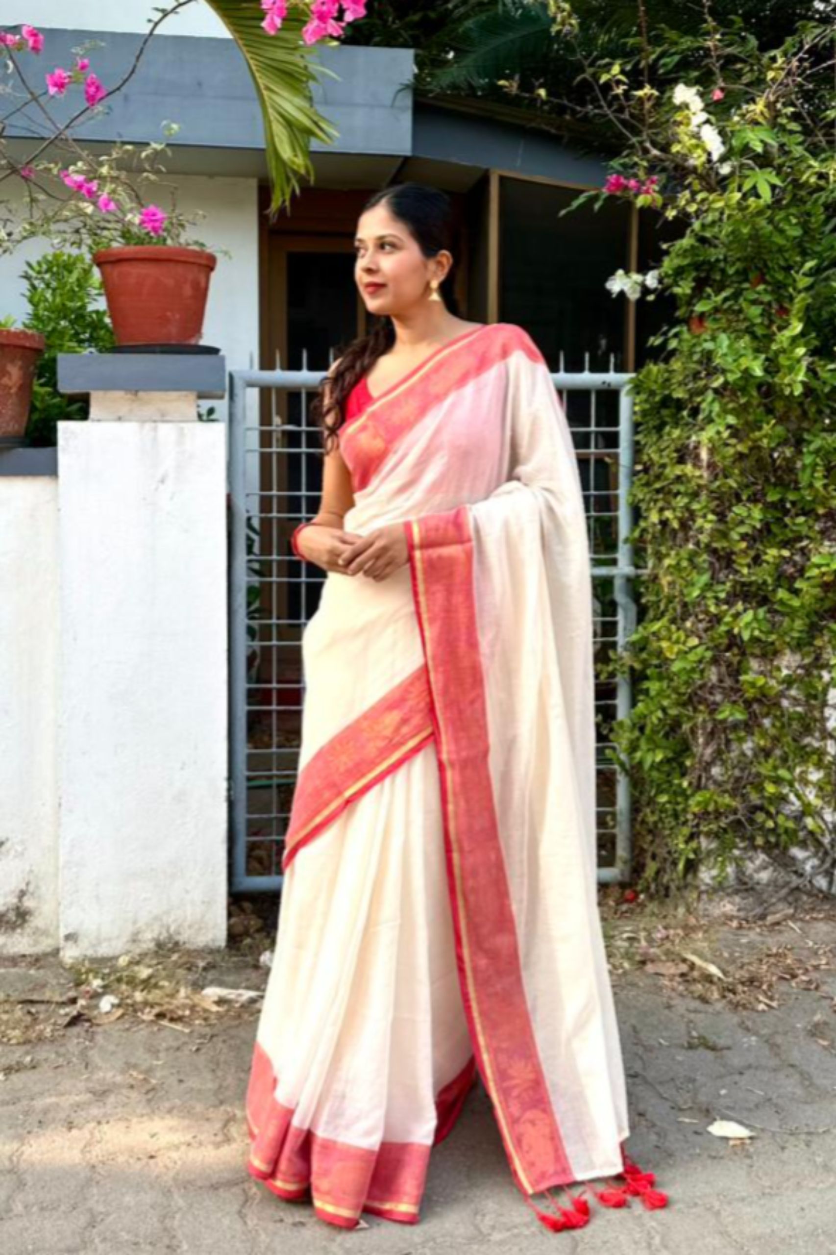 Mul Cotton - Red Border