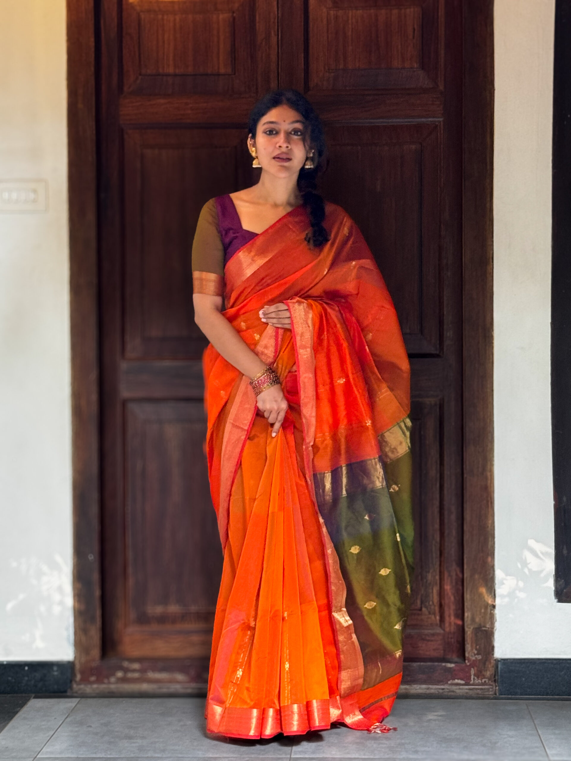 Maheshwari- Orange Dual Tone