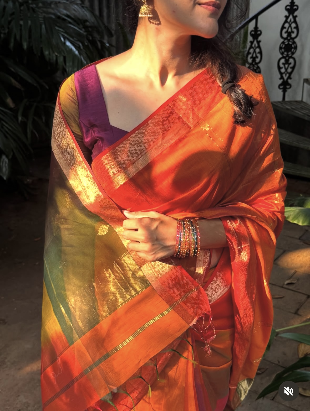 Maheshwari- Orange Dual Tone