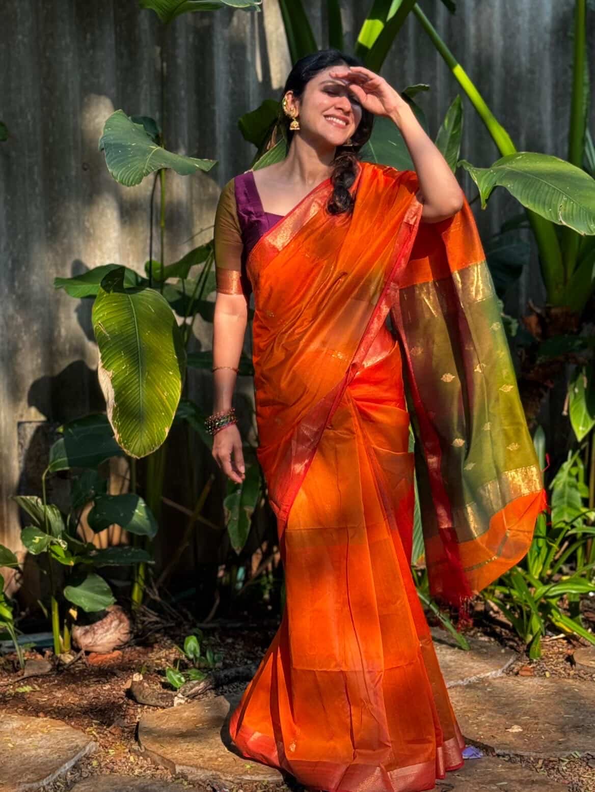 Maheshwari- Orange Dual Tone