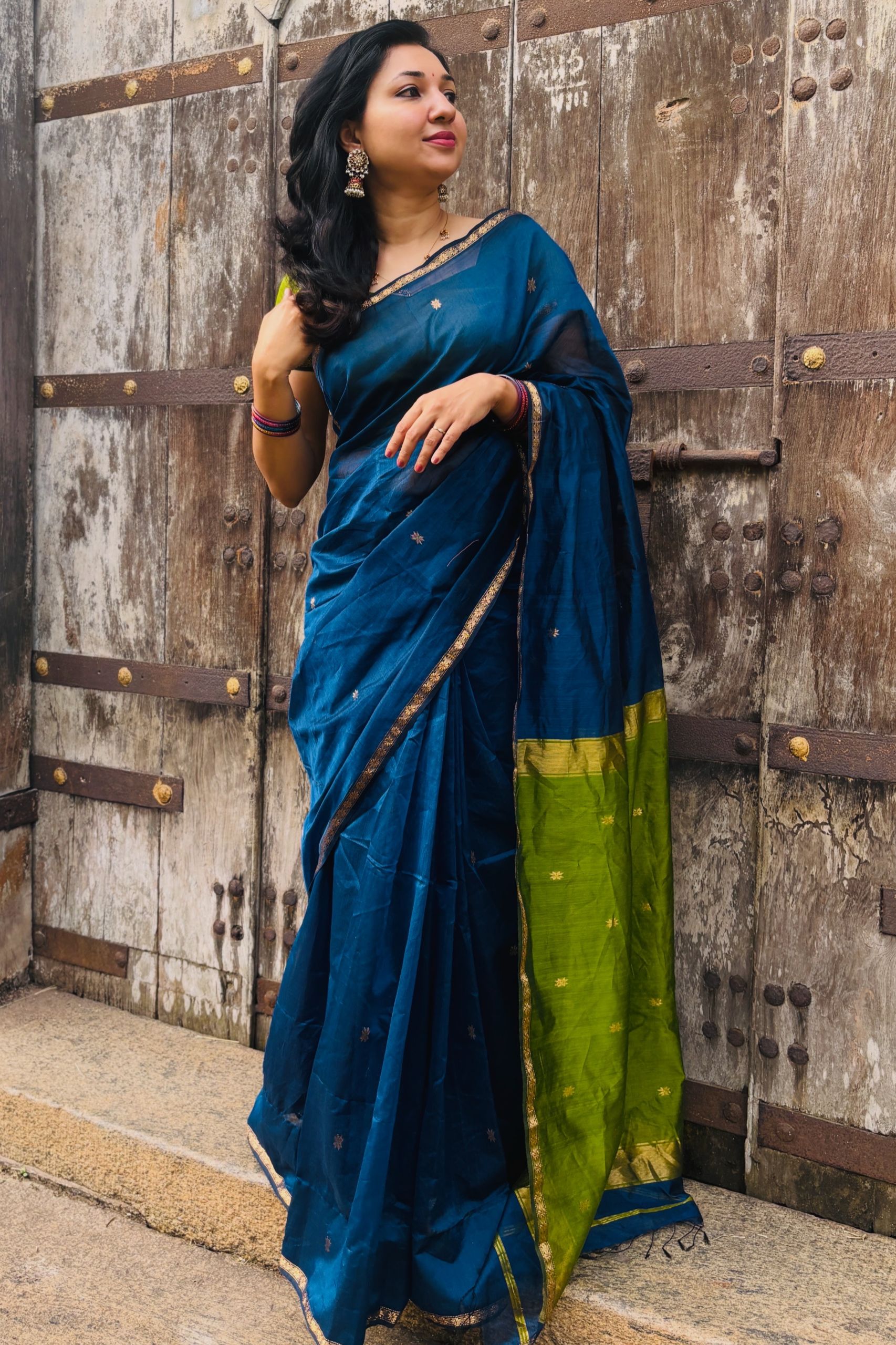 Maheshwari-Deep Teal Blue