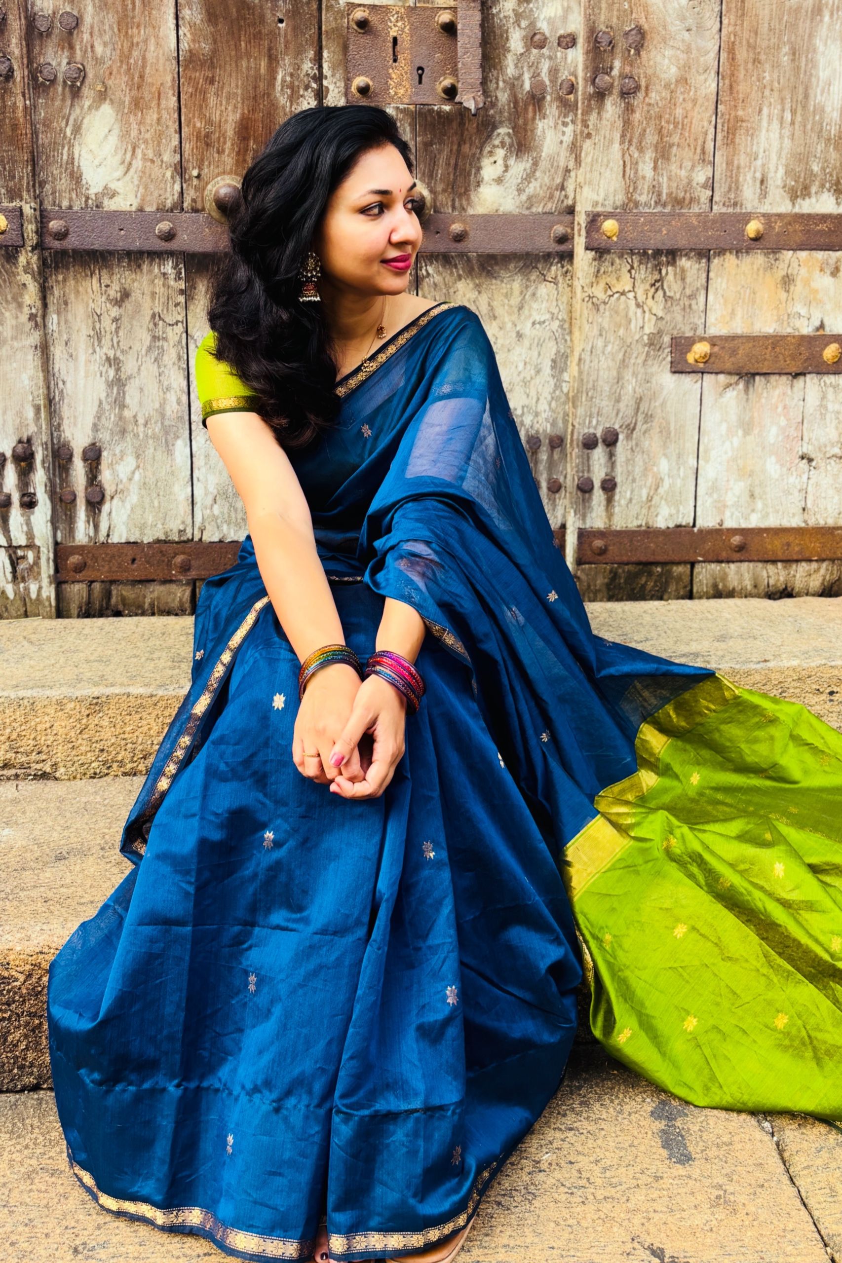 Maheshwari-Deep Teal Blue