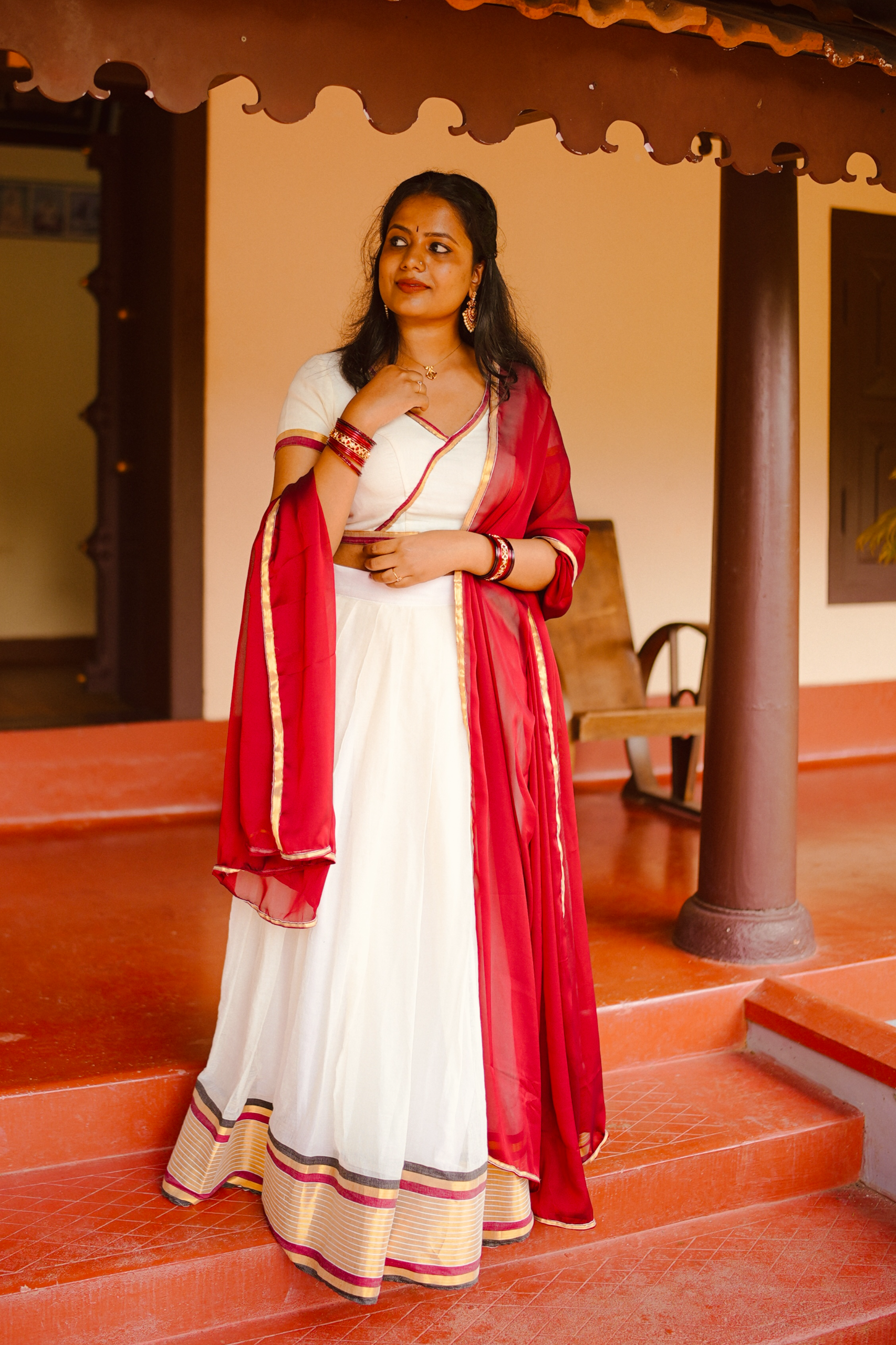 Deep Maroon Combo - Mul Cotton Dhavani