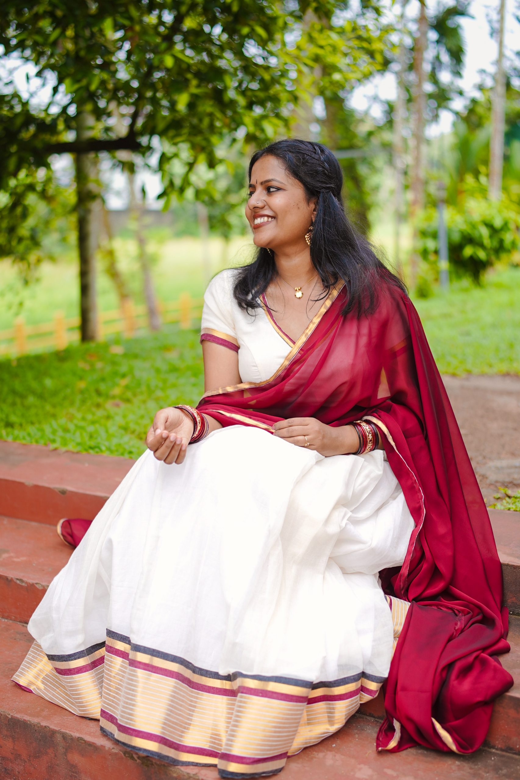 Deep Maroon Combo - Mul Cotton Dhavani