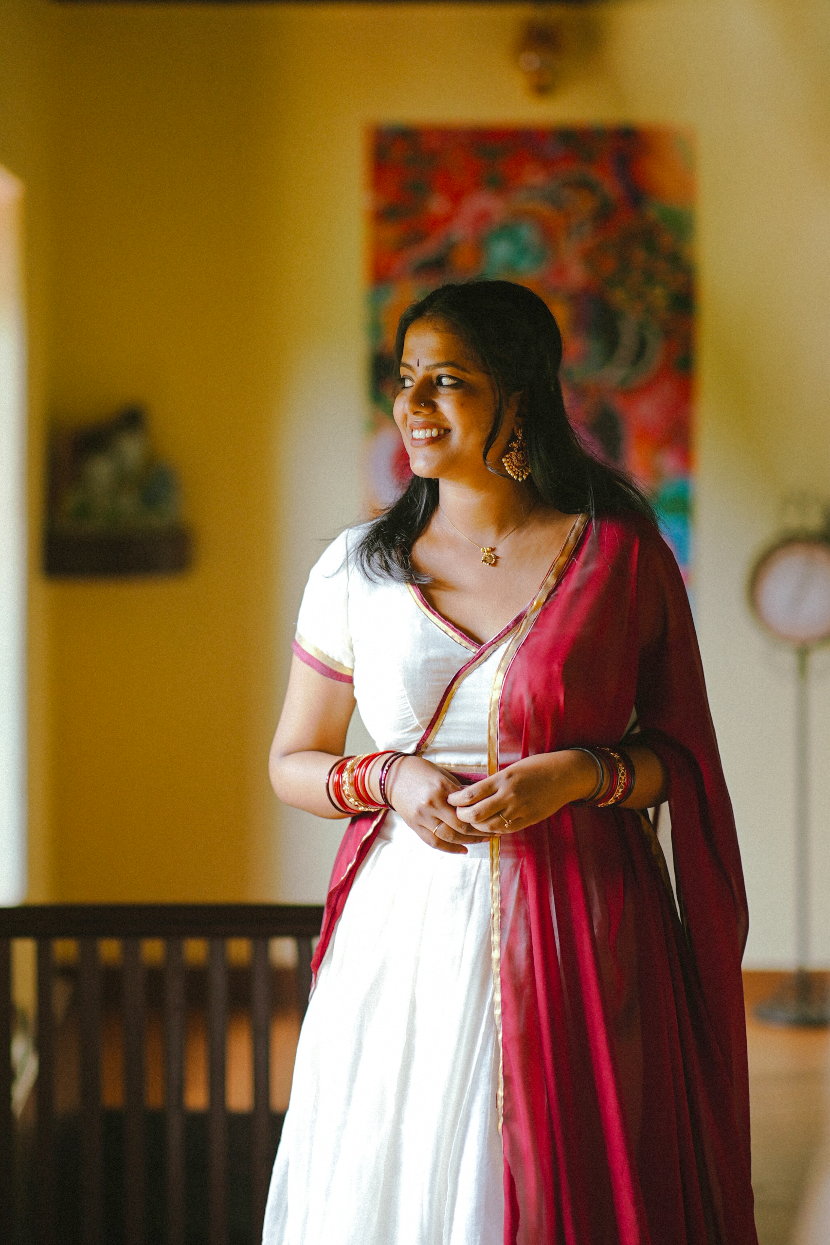 Deep Maroon Combo - Mul Cotton Dhavani
