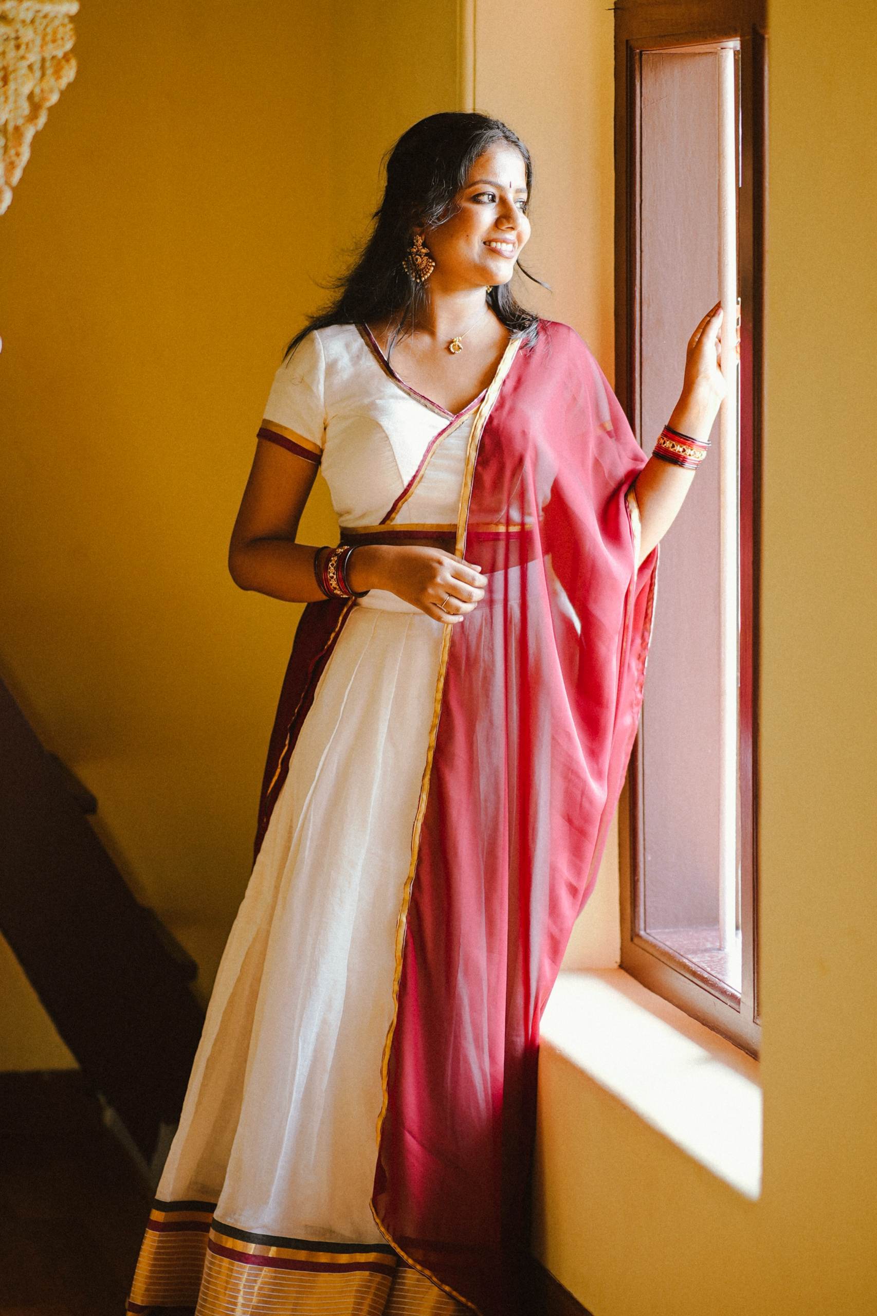 Deep Maroon Combo - Mul Cotton Dhavani