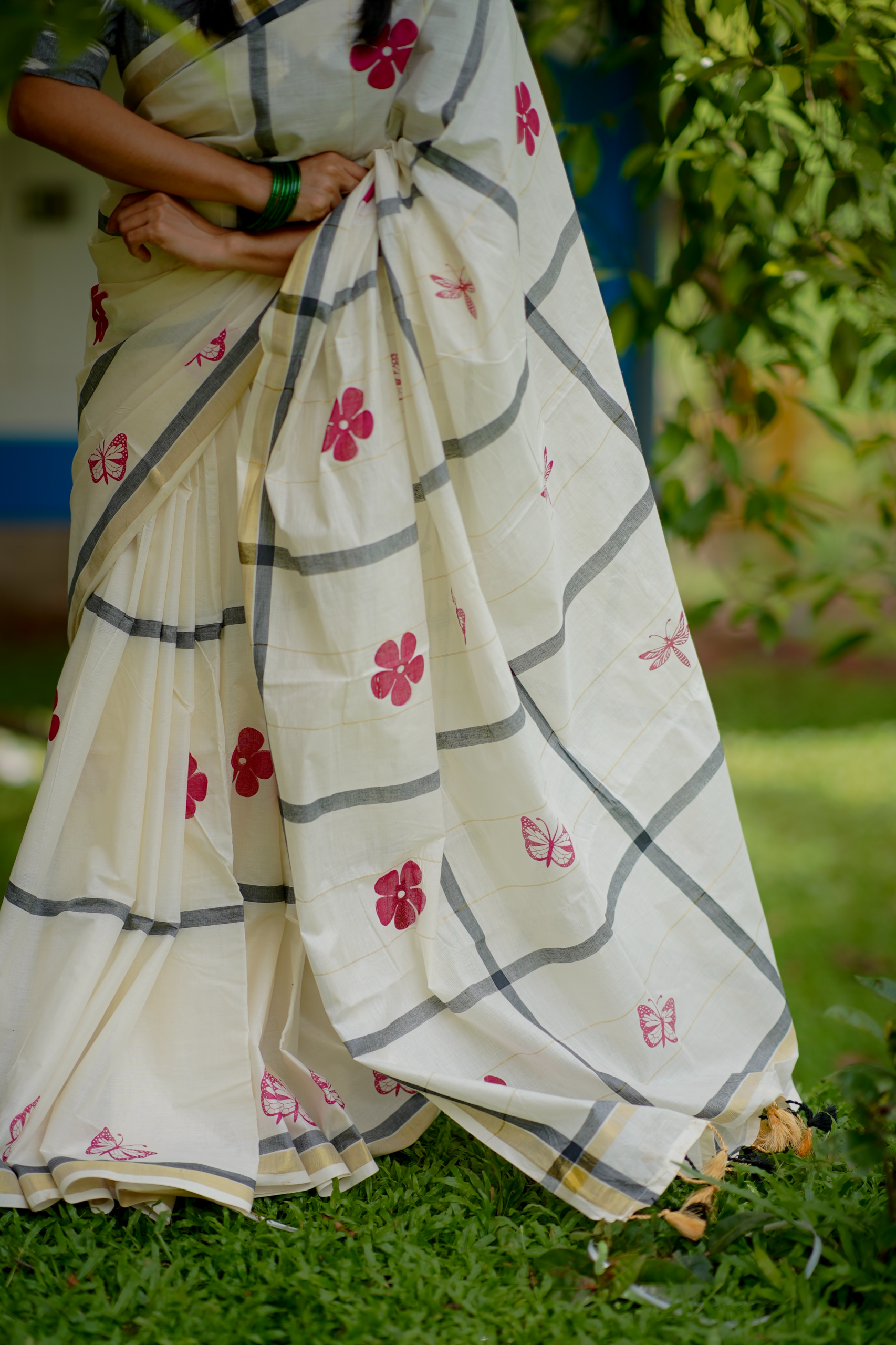 Kerala Kasavu - Black Border