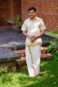 Kerala kasavu micro check temple border Shirt