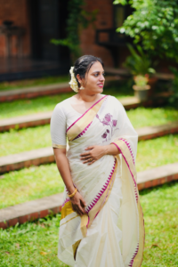 Kerala Kasavu soft cotton Embroidery Saree
