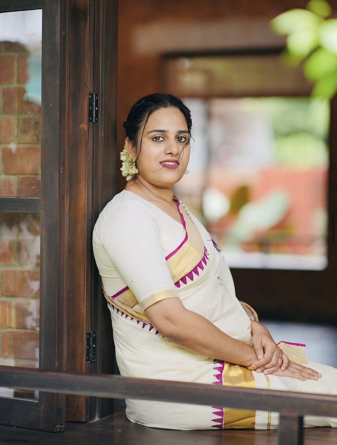 Kerala Kasavu soft cotton Embroidery Saree