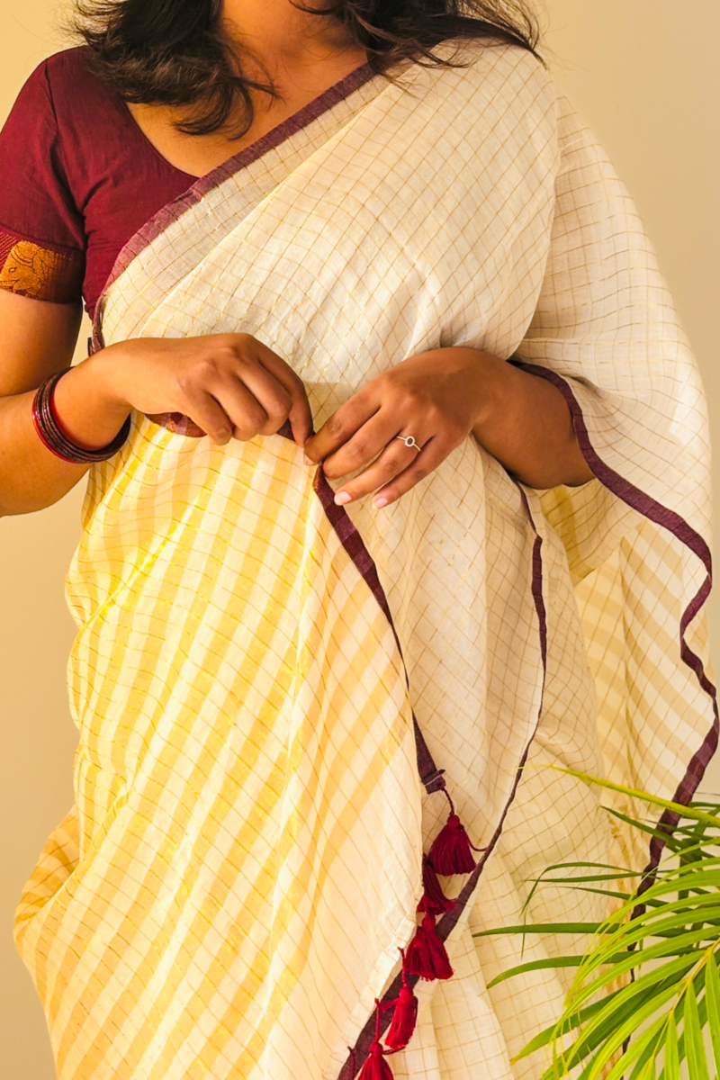 Mul Cotton Micro Check Saree