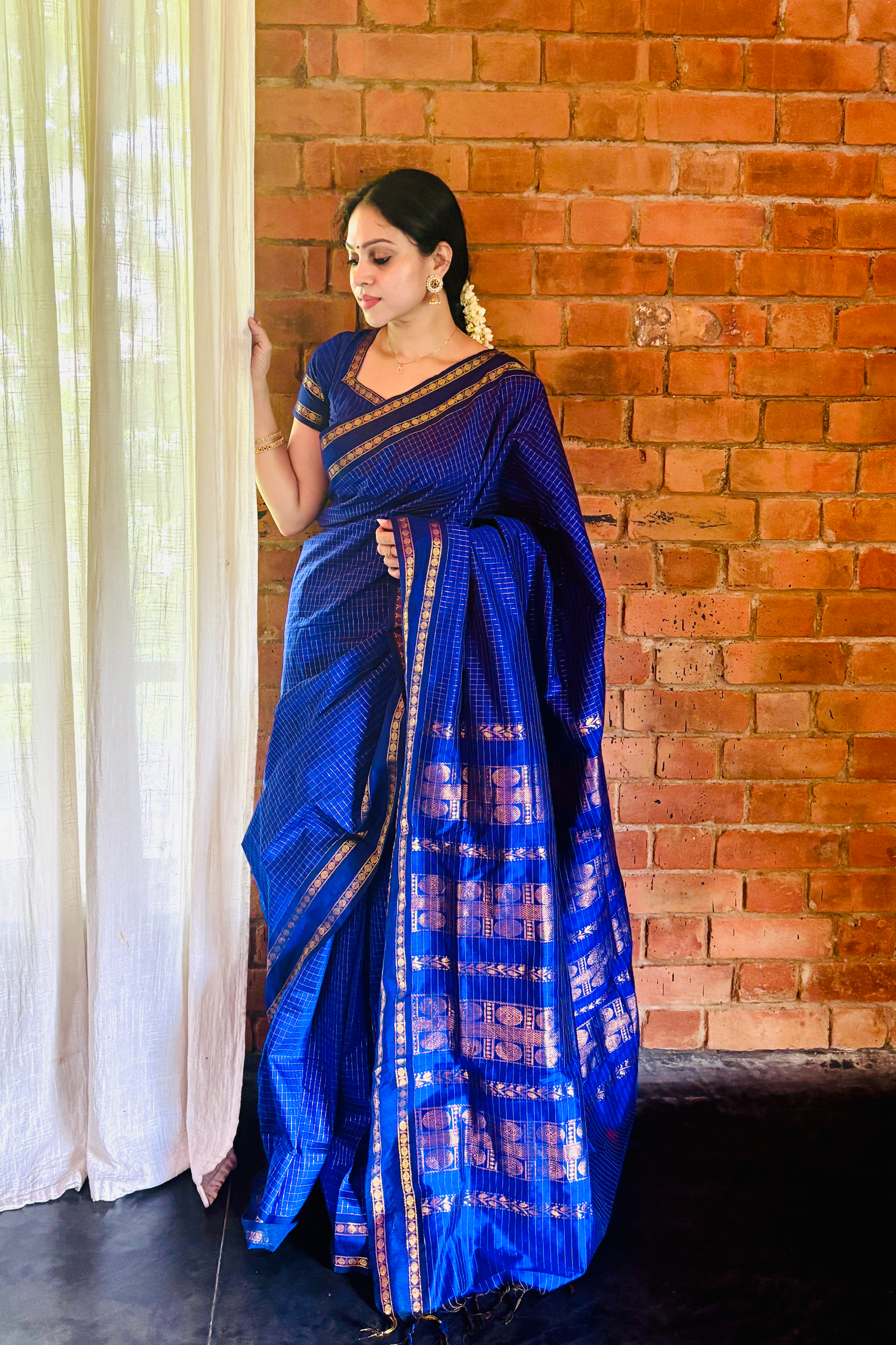 Deep Royal Blue Kalyani Cotton saree
