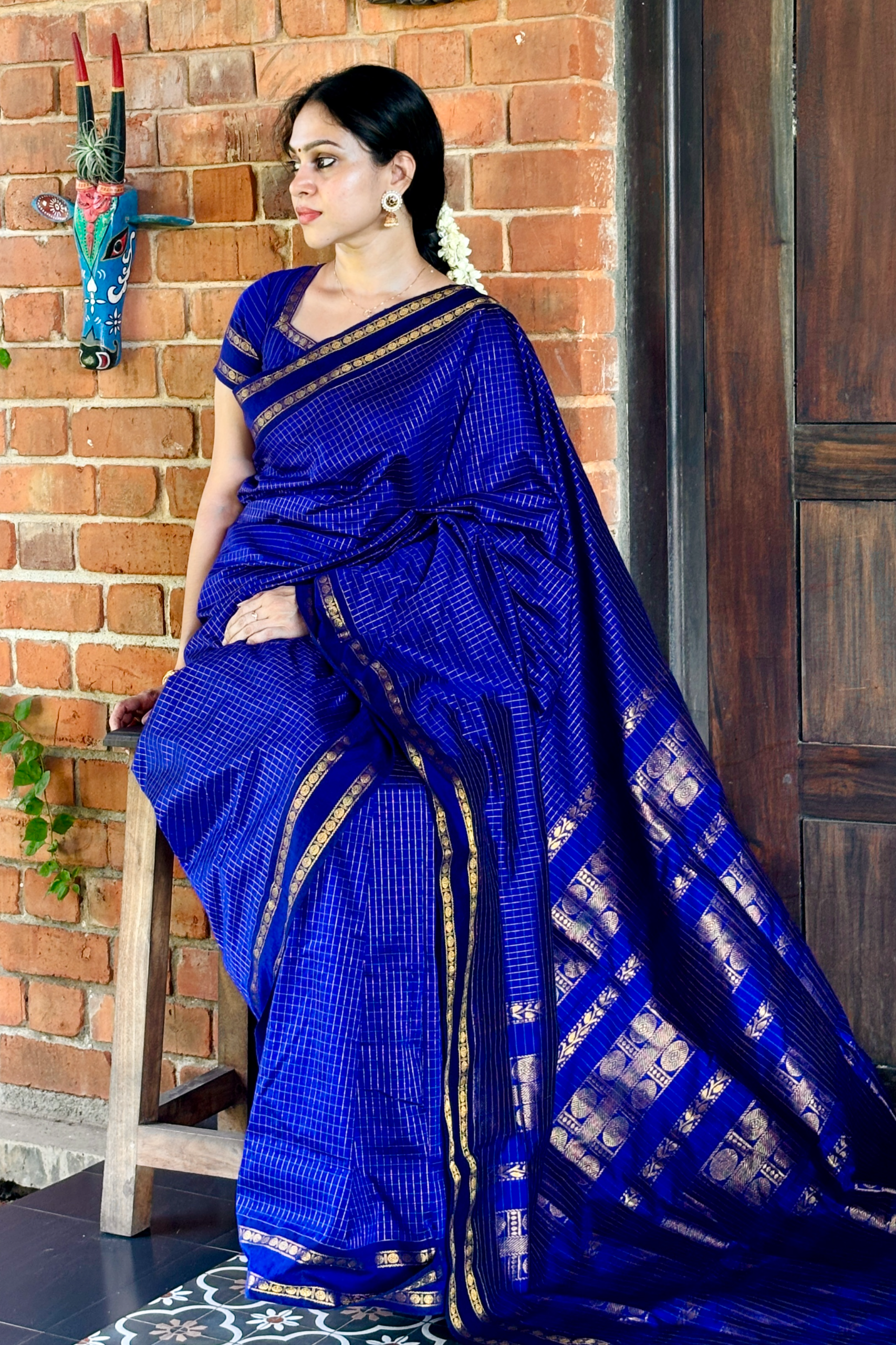 Deep Royal Blue Kalyani Cotton saree